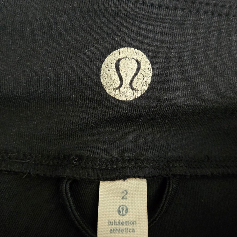lululemon Vintage Crop Leggings Size 2 Mesh Panel Pink Black High Rise Yoga - Picture 5 of 6